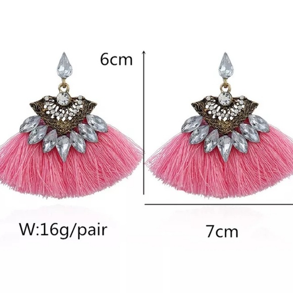 Crystals & Tassels Gorgeous Drop Fringe Earrings - Picture 3 of 4